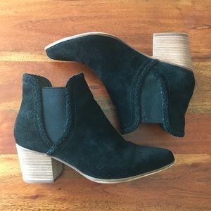 Aldo Black Suede Ankle Boots With Braided Detail